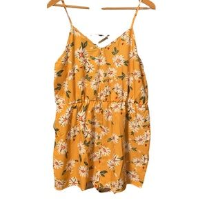 SHEIN Women’s Yellow Daisy V-Neck Romper